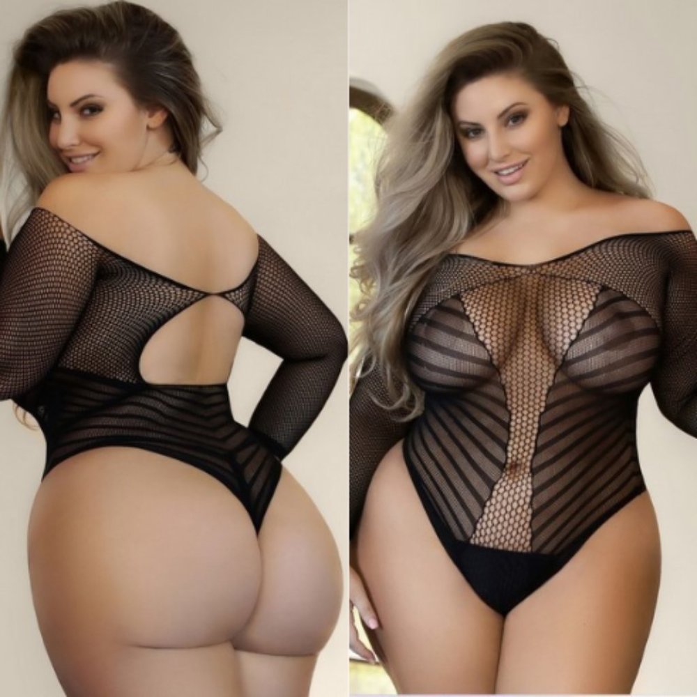 Made Your Mark Striped Fishnet Bodysuit